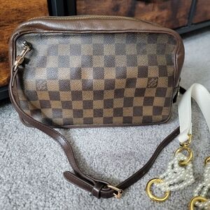 Authentic Louis Vuitton Damier Ebene Trousse Clutch Bag